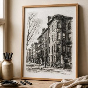 Greenwich Village Charcoal Expressive Sketch
