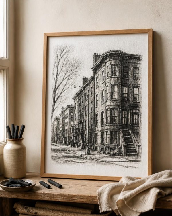 Greenwich Village Charcoal Expressive Sketch